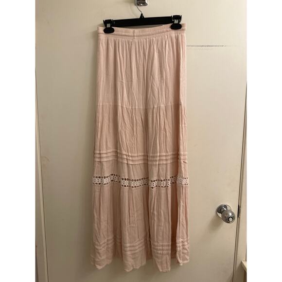 Lost + Wander Light Pink Boho Maxi Skirt | Coastal Cowgirl Romantic Core M - Picture 3 of 6